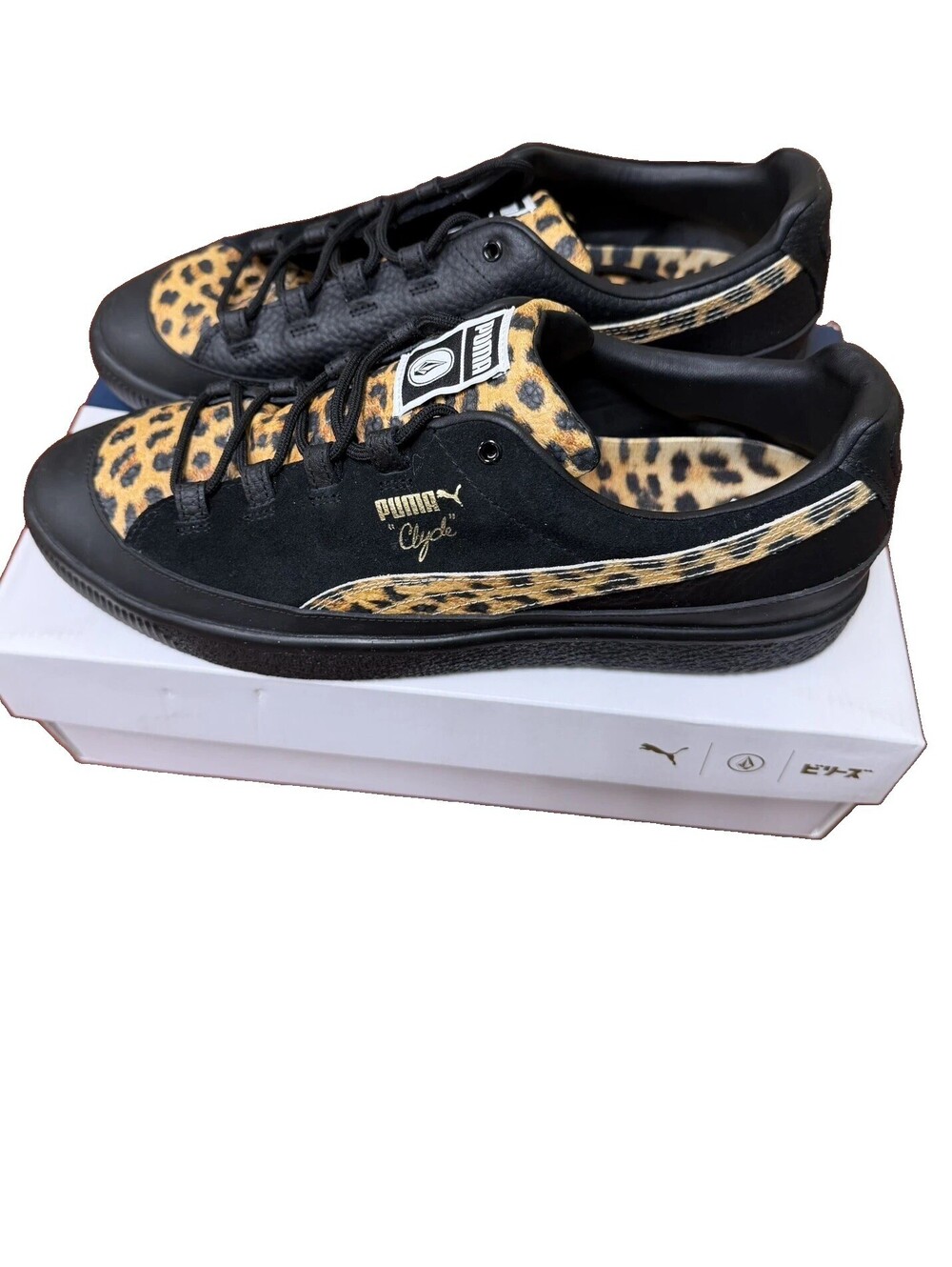 Size 12 PUMA Clyde RT x Volcom x Billy's Leopard Print - Black NEW WITH BOX